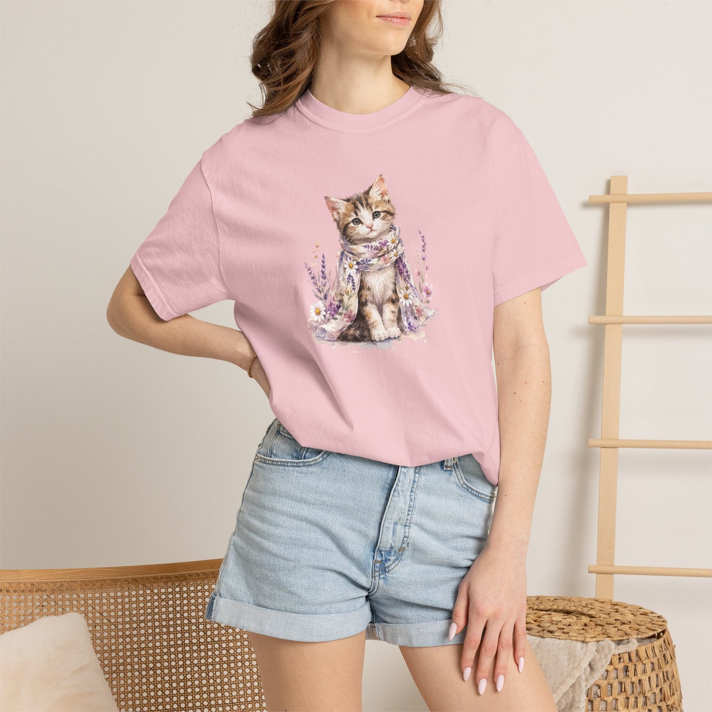 Cute Floral Kitten Comfort Colors® T-Shirt