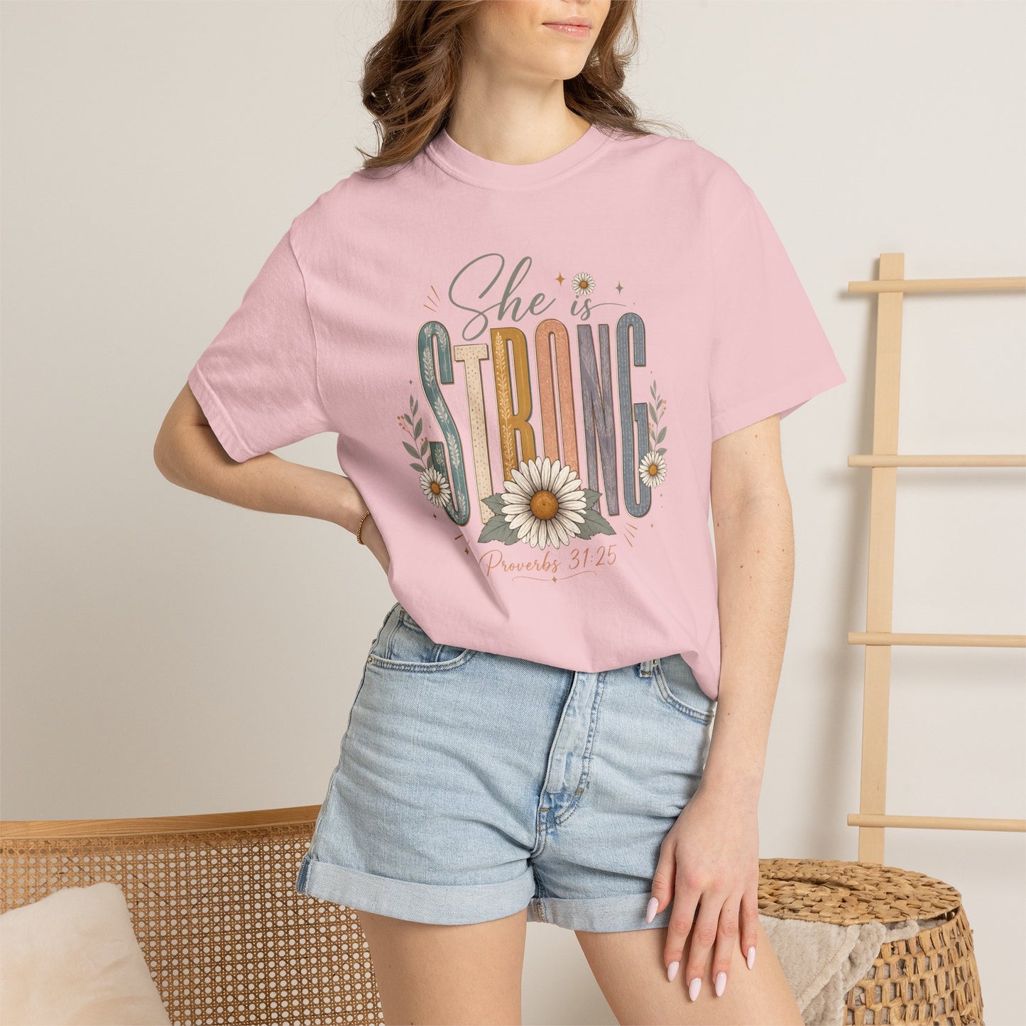 She Is Strong Floral Tee