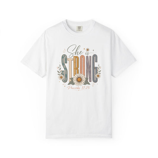 She Is Strong Floral Tee