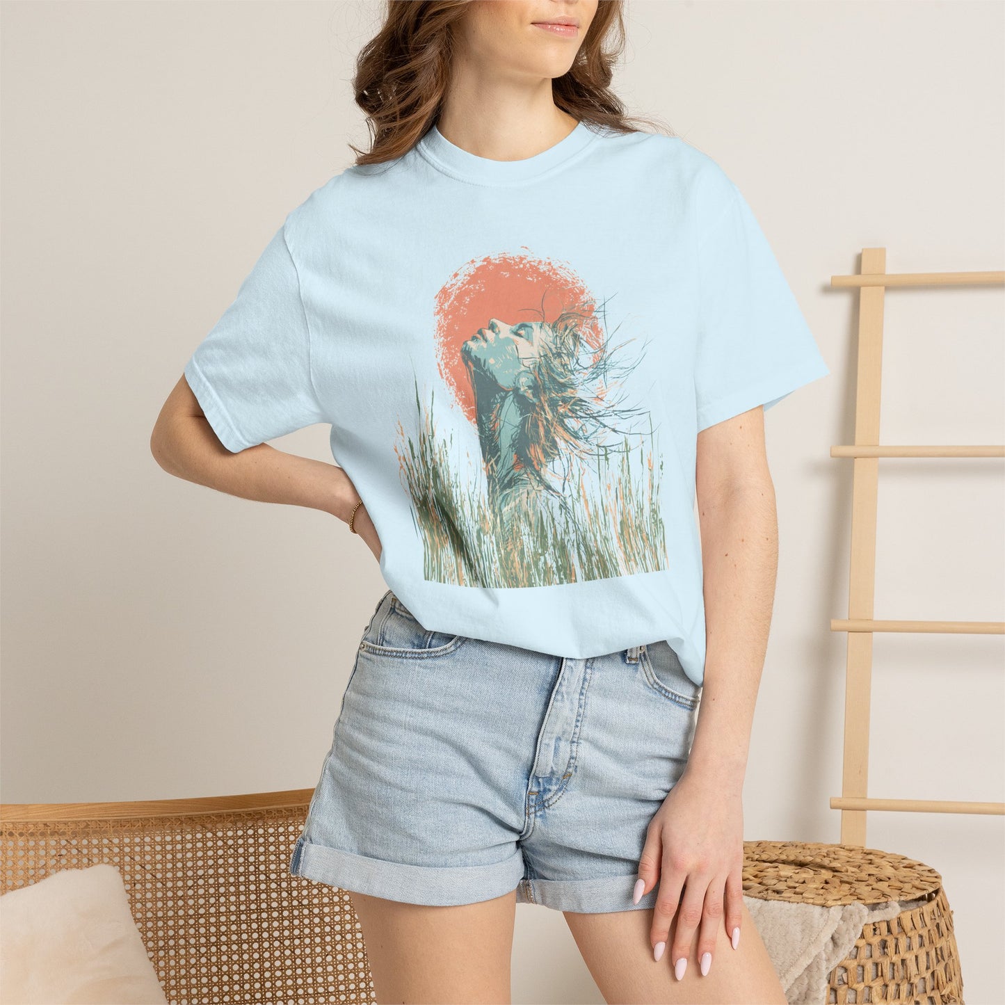 Sunset Heron T-Shirt — Coastal Bird Graphic Tee