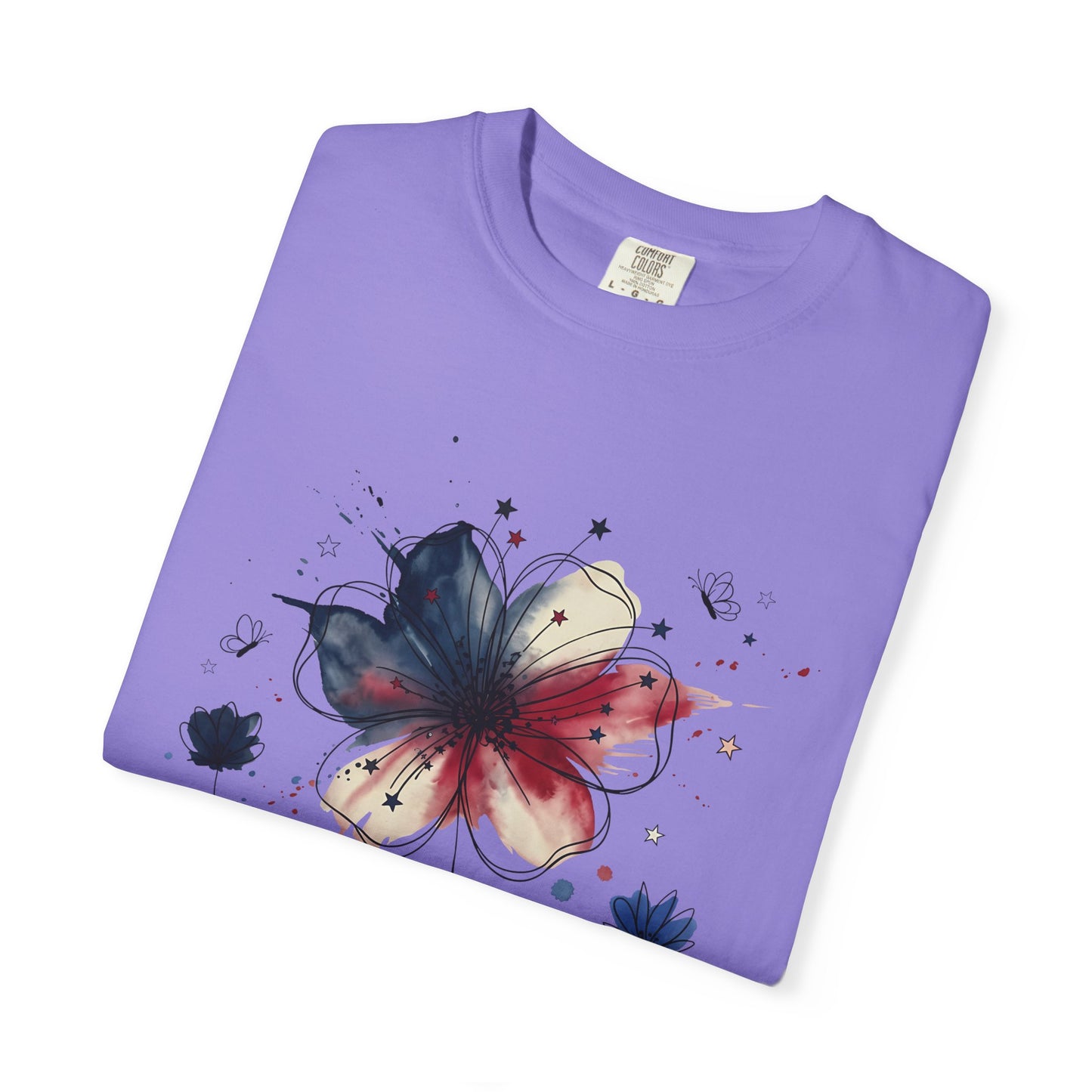 Patriotic Watercolor Flower T-Shirt — America Floral Graphic Tee