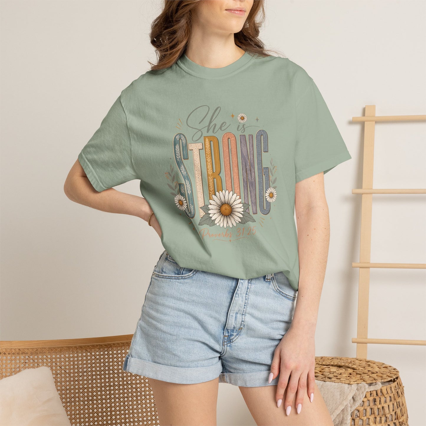 She Is Strong Floral Tee