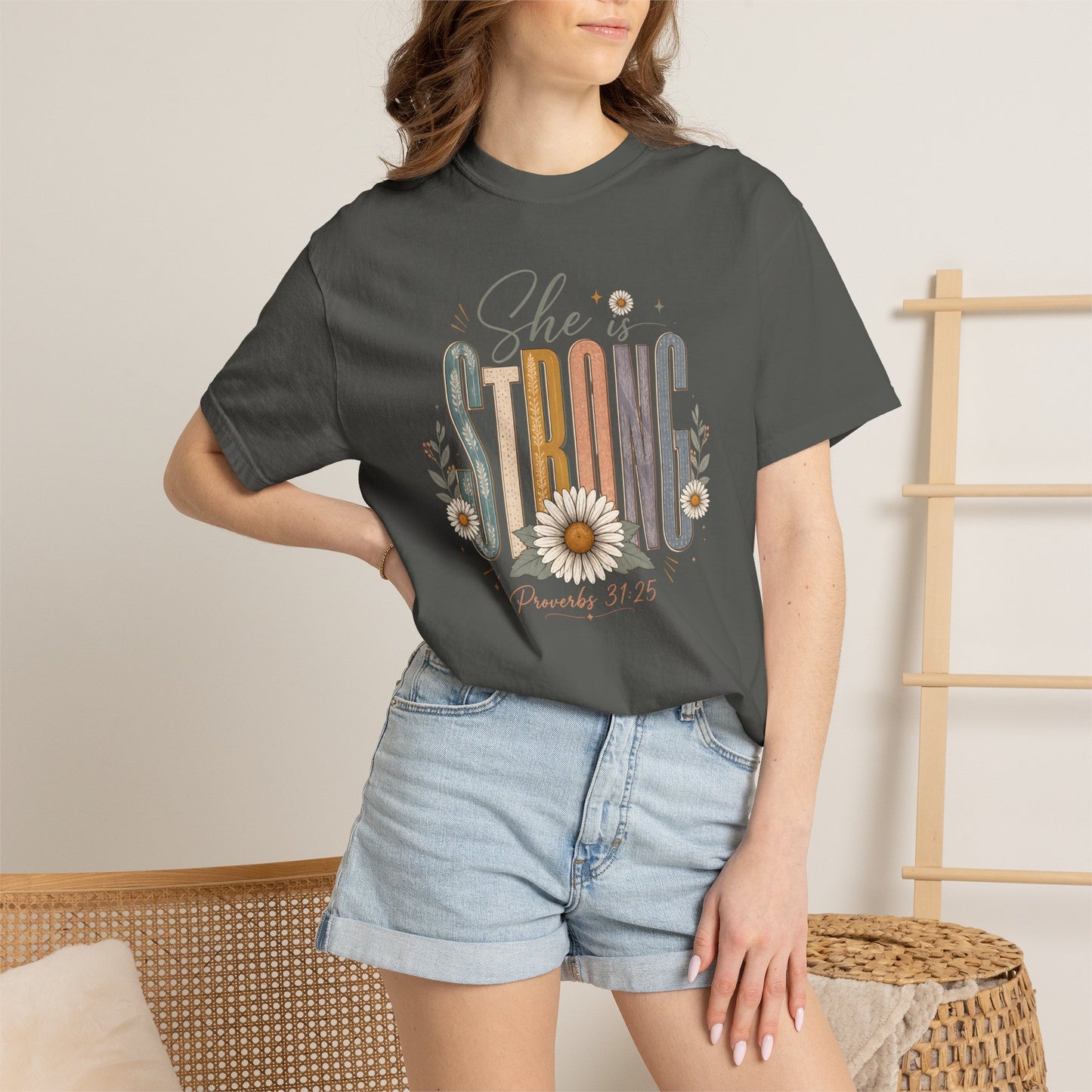 She Is Strong Floral Tee