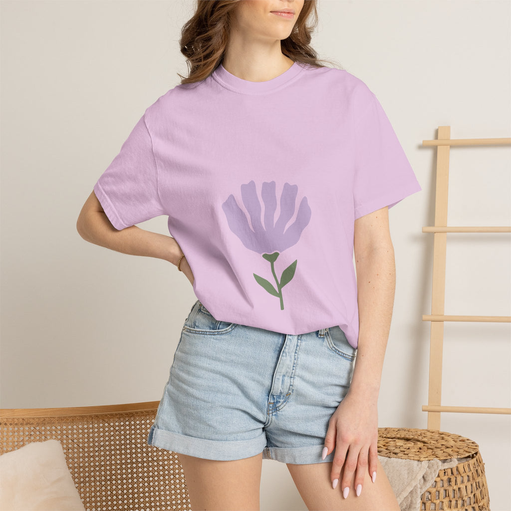 Soft Lavender Bloom Tee | Minimal Botanical Comfort Colors T-Shirt