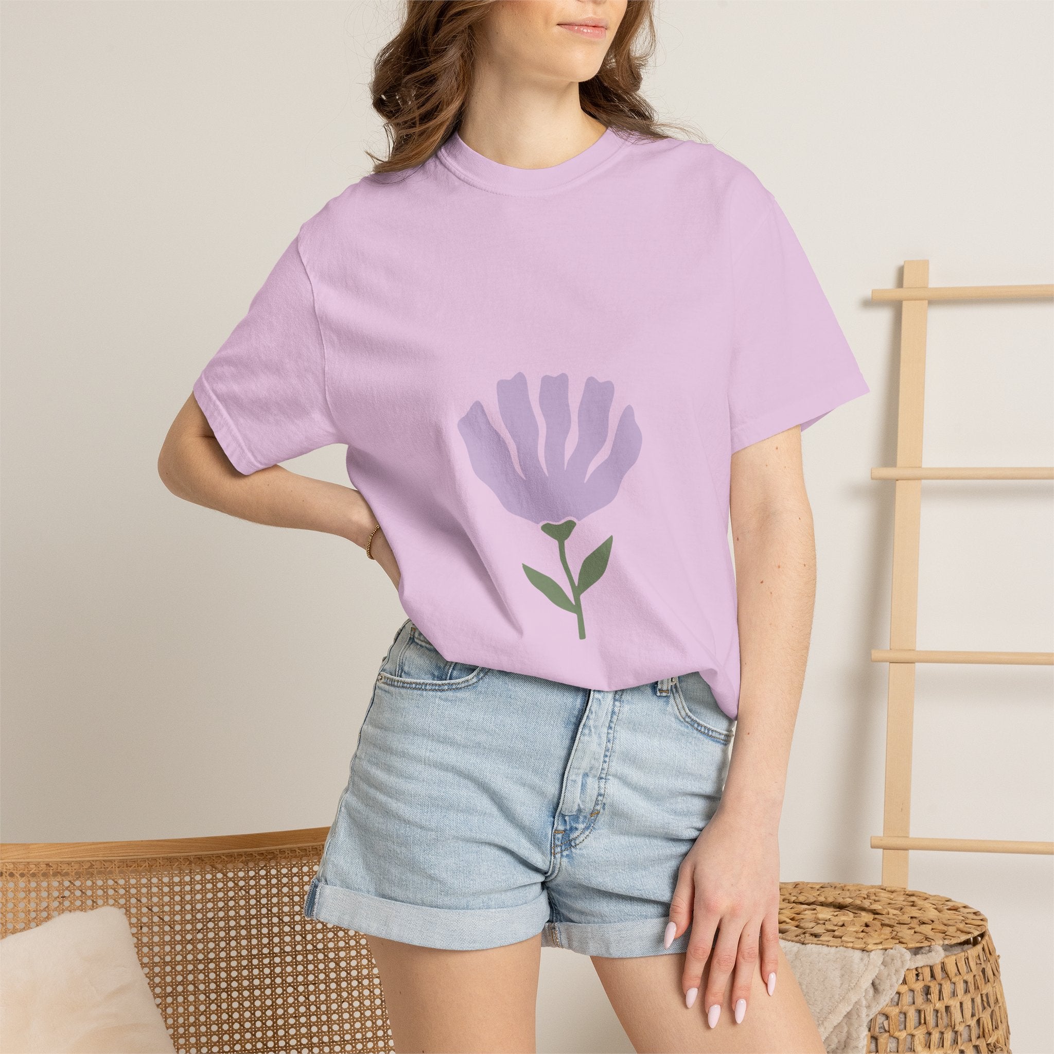 Soft Lavender Bloom Tee | Minimal Botanical Comfort Colors T-Shirt