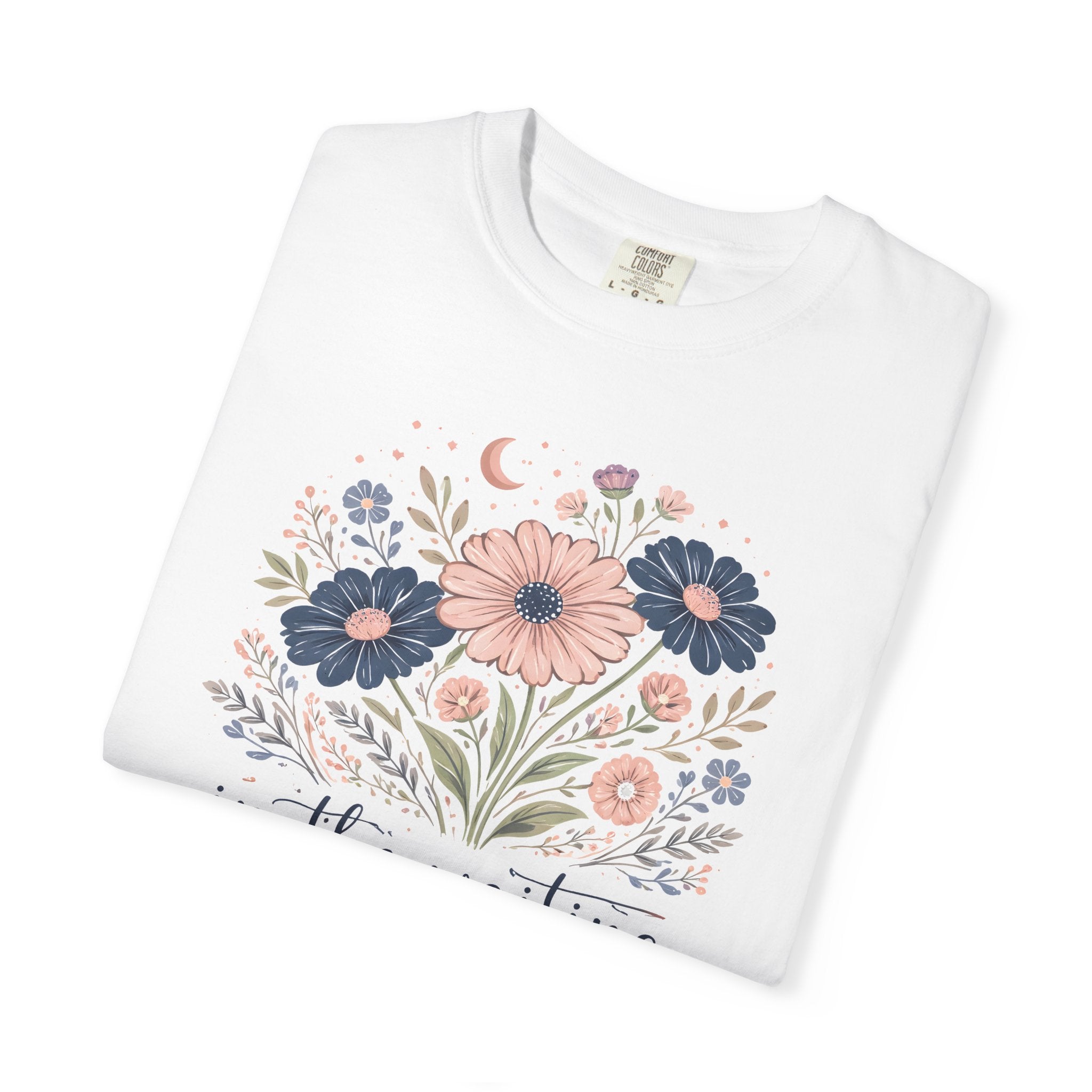 Christian Floral T-Shirt — "In the Waiting God Is Working" Inspirational Faith Tee