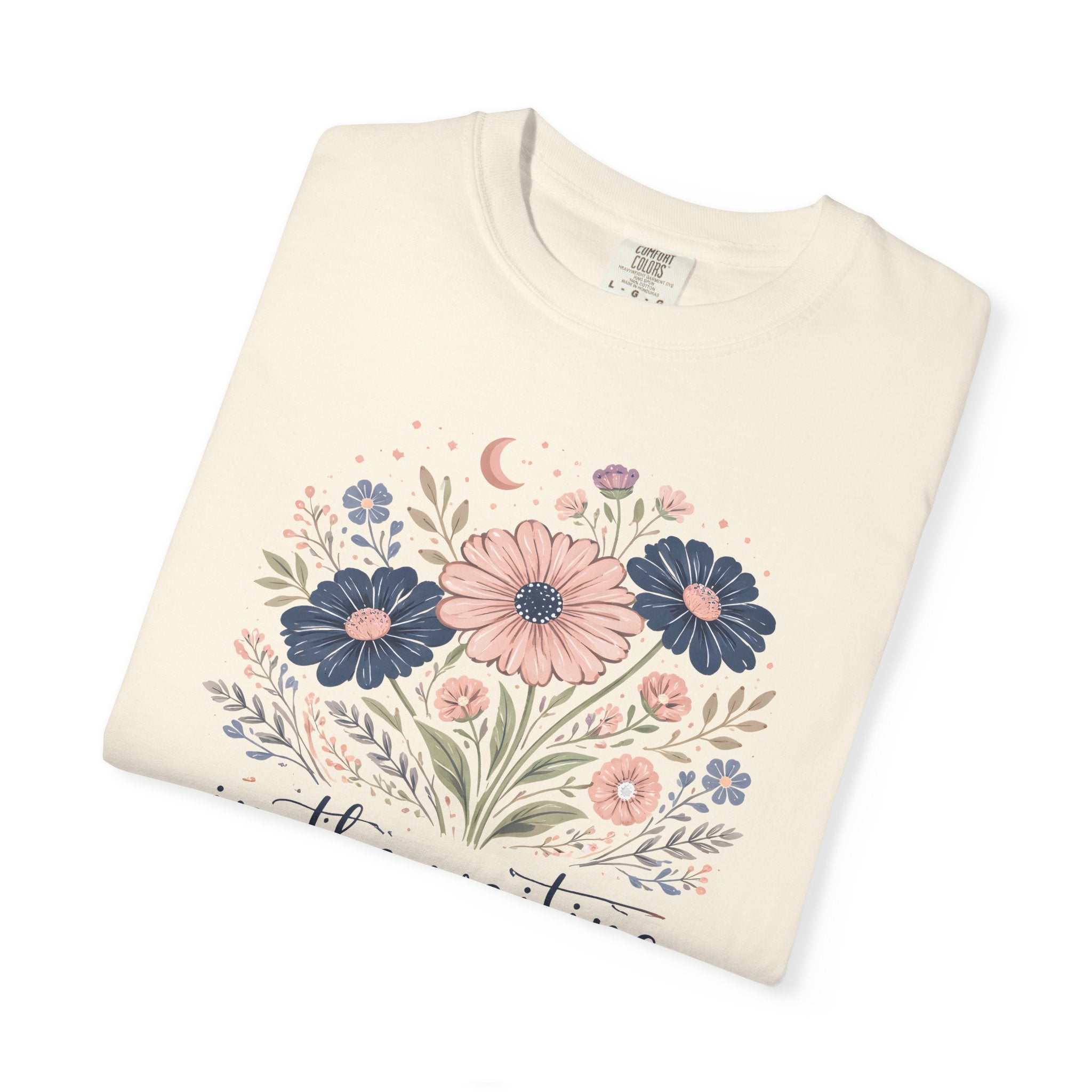 Christian Floral T-Shirt — "In the Waiting God Is Working" Inspirational Faith Tee