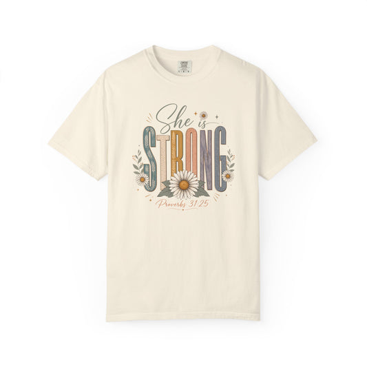She Is Strong Floral Tee