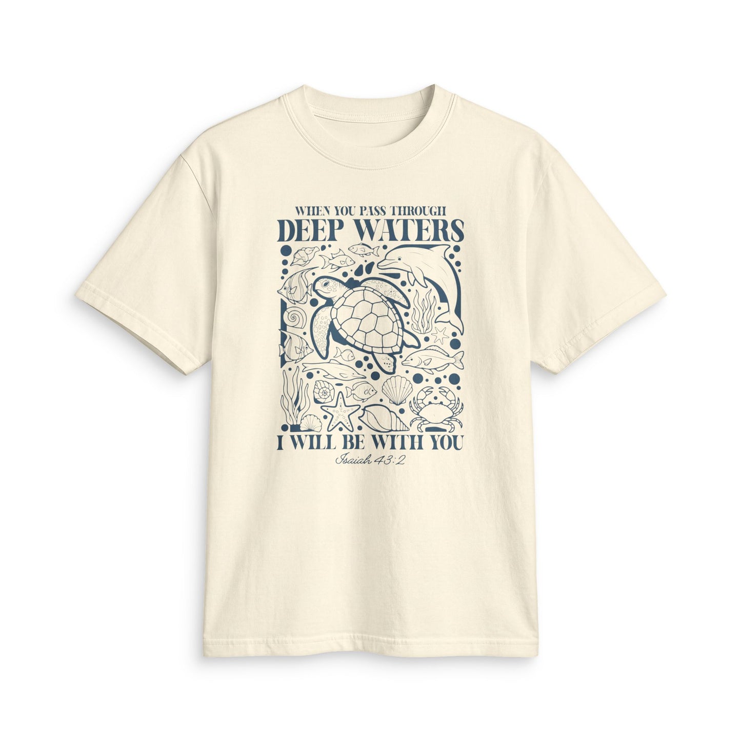 Sea Turtle Faith Tee — "When You Pass Through Deep Waters I Will Be With You" Spiritual Christian T-Shirt