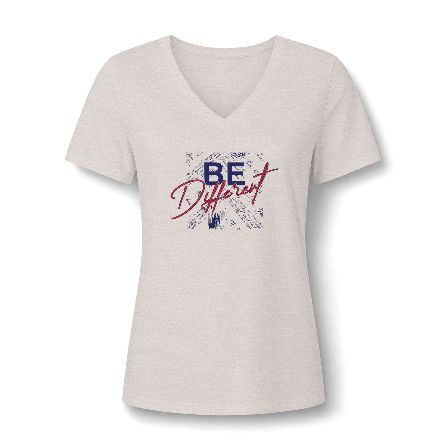Women's V-Neck Tee — "Be Different" Graphic Casual Top