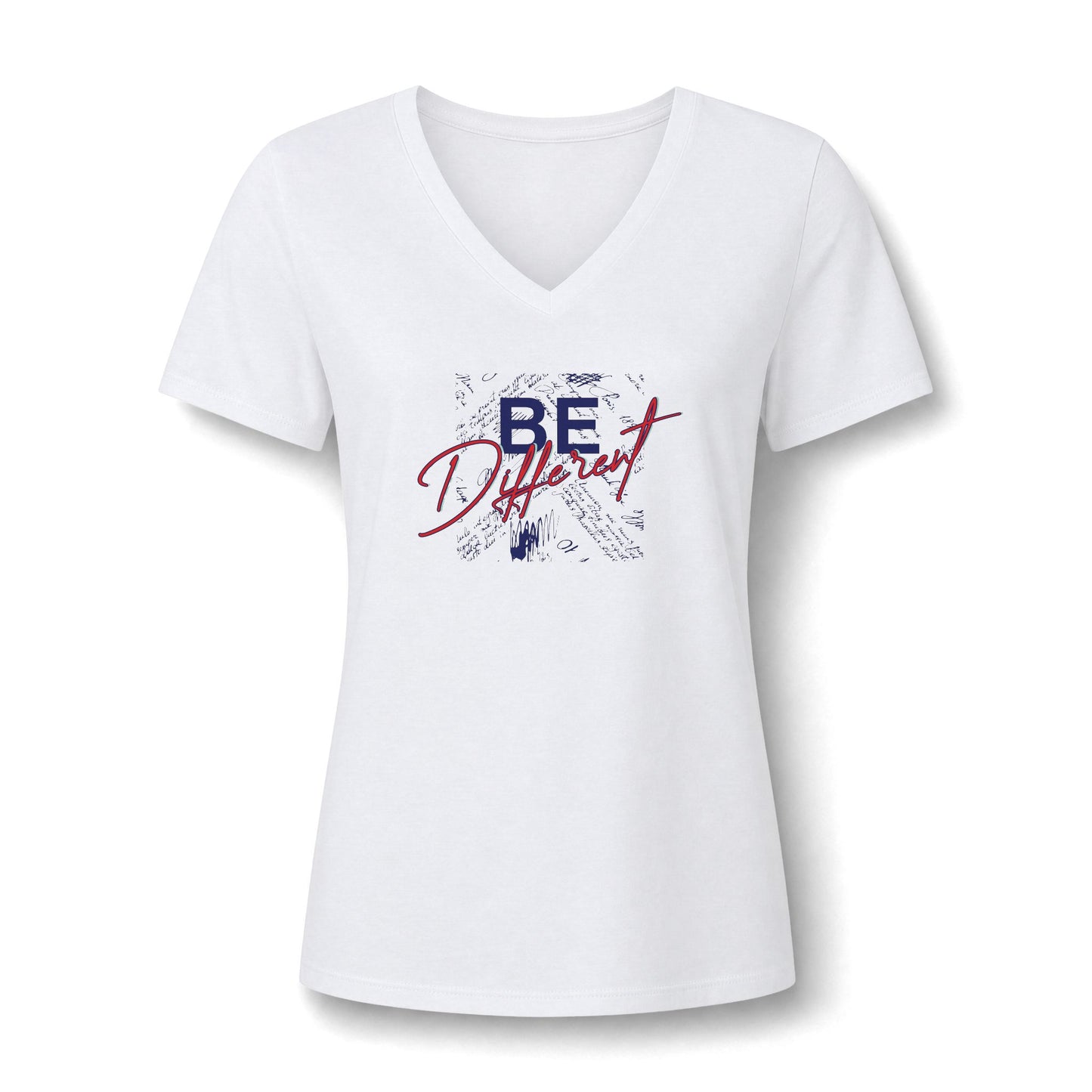 Women's V-Neck Tee — "Be Different" Graphic Casual Top