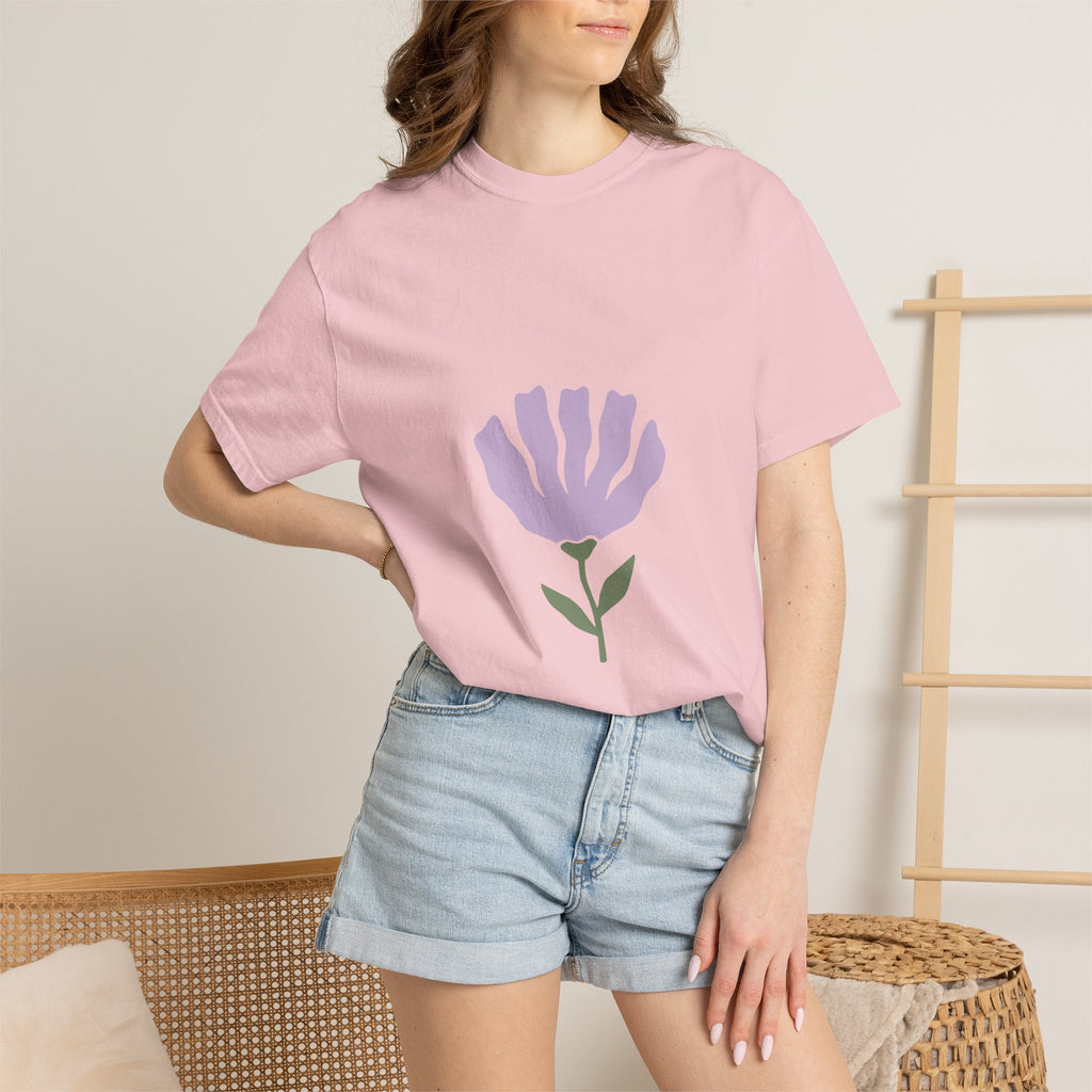 Soft Lavender Bloom Tee | Minimal Botanical Comfort Colors T-Shirt