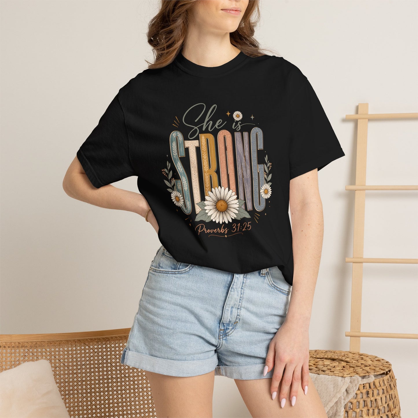 She Is Strong Floral Tee