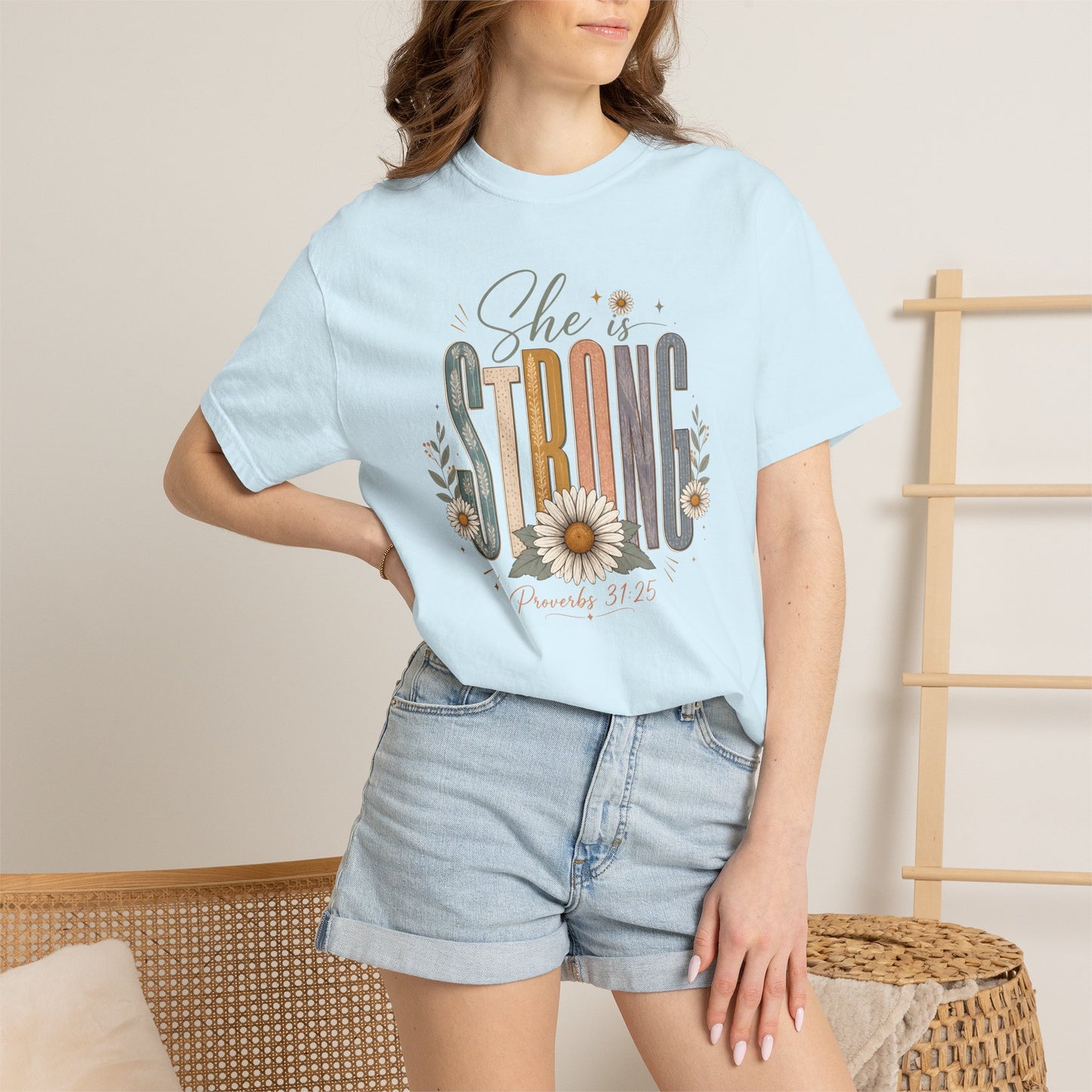 She Is Strong Floral Tee