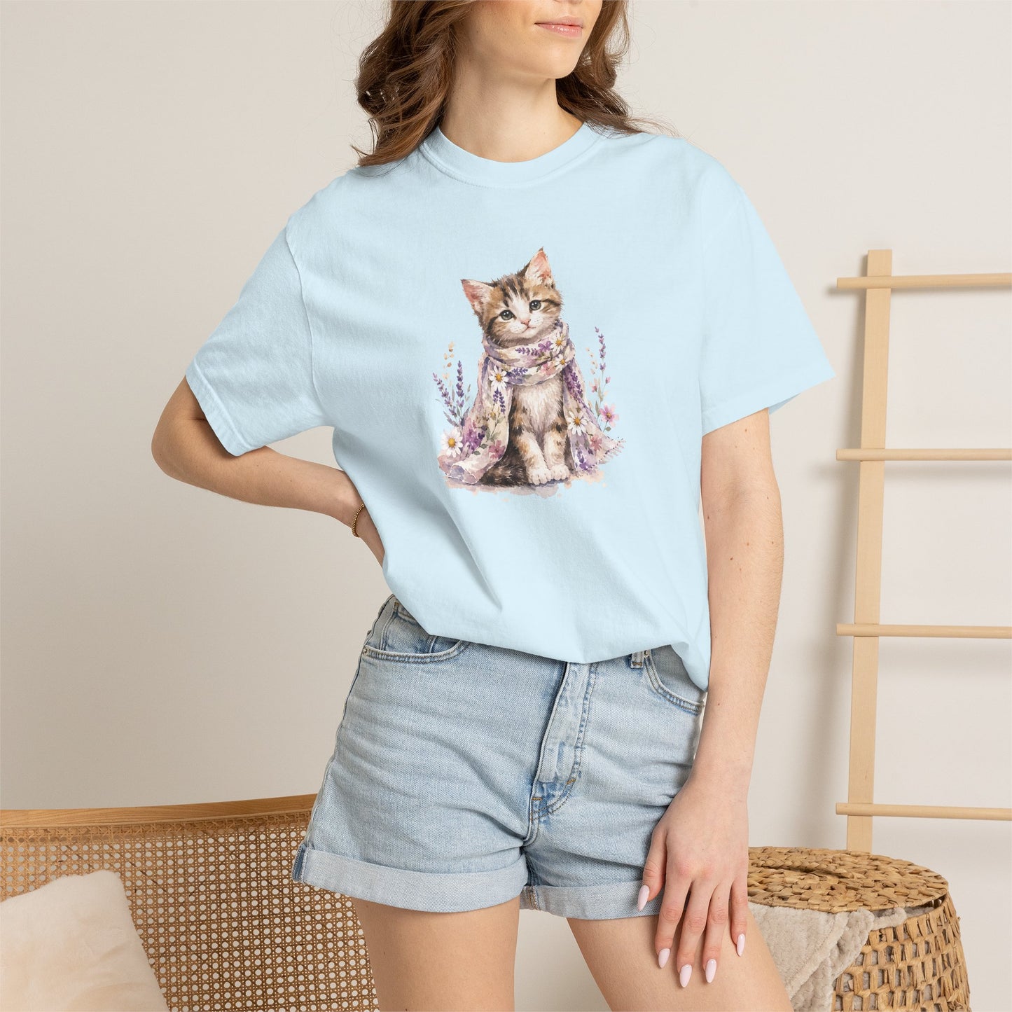 Cute Floral Kitten Comfort Colors® T-Shirt
