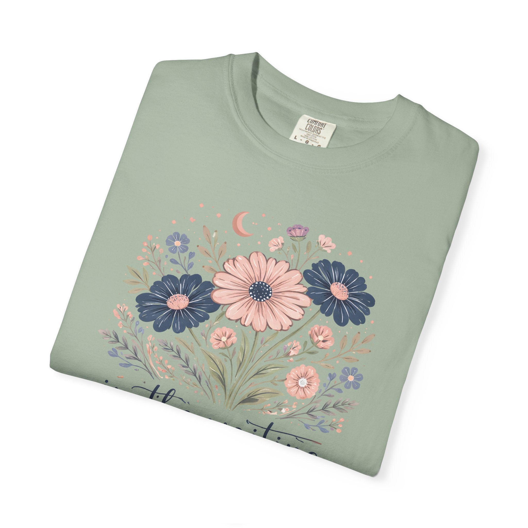 Christian Floral T-Shirt — "In the Waiting God Is Working" Inspirational Faith Tee