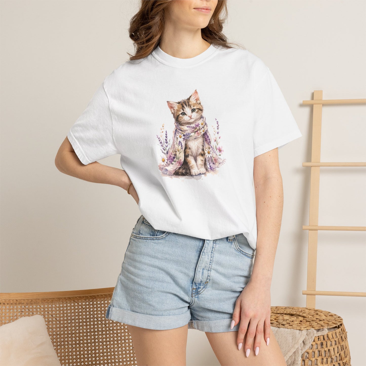 Cute Floral Kitten Comfort Colors® T-Shirt