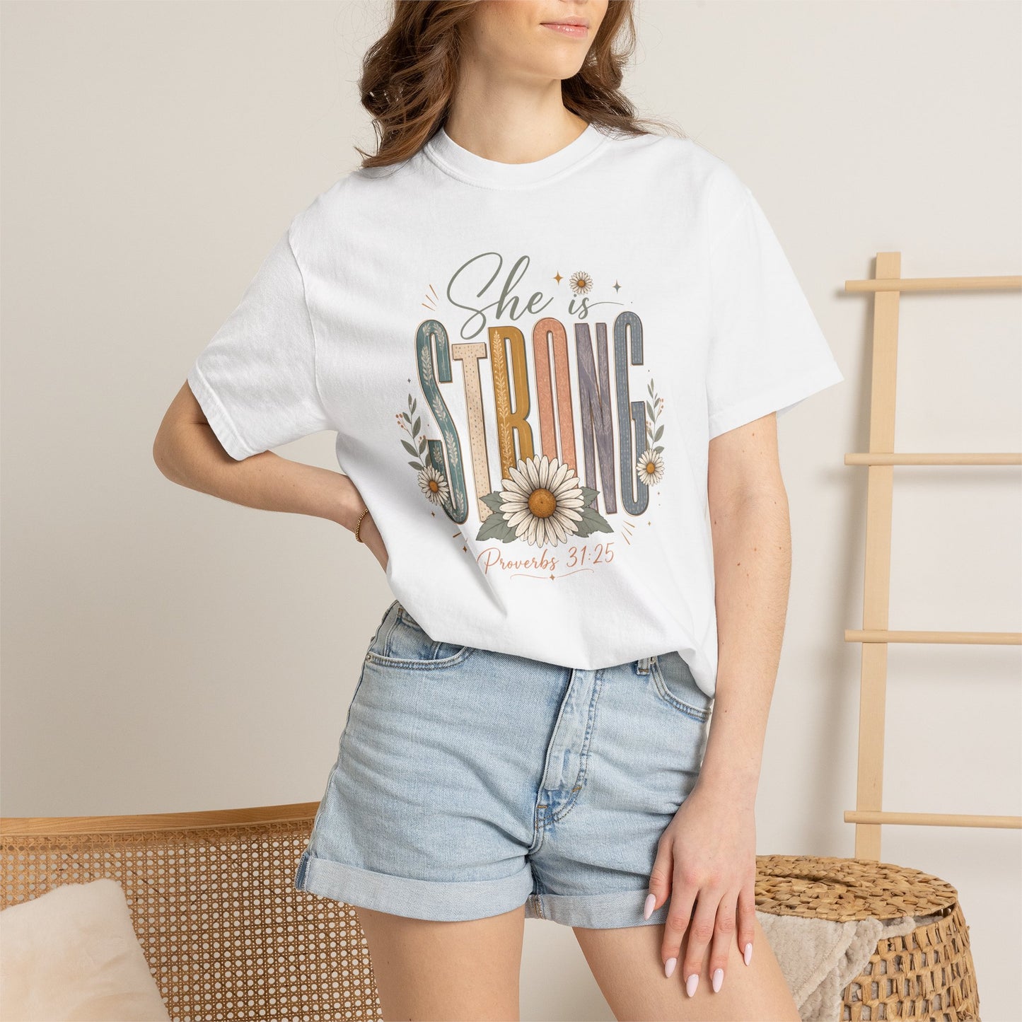 She Is Strong Floral Tee