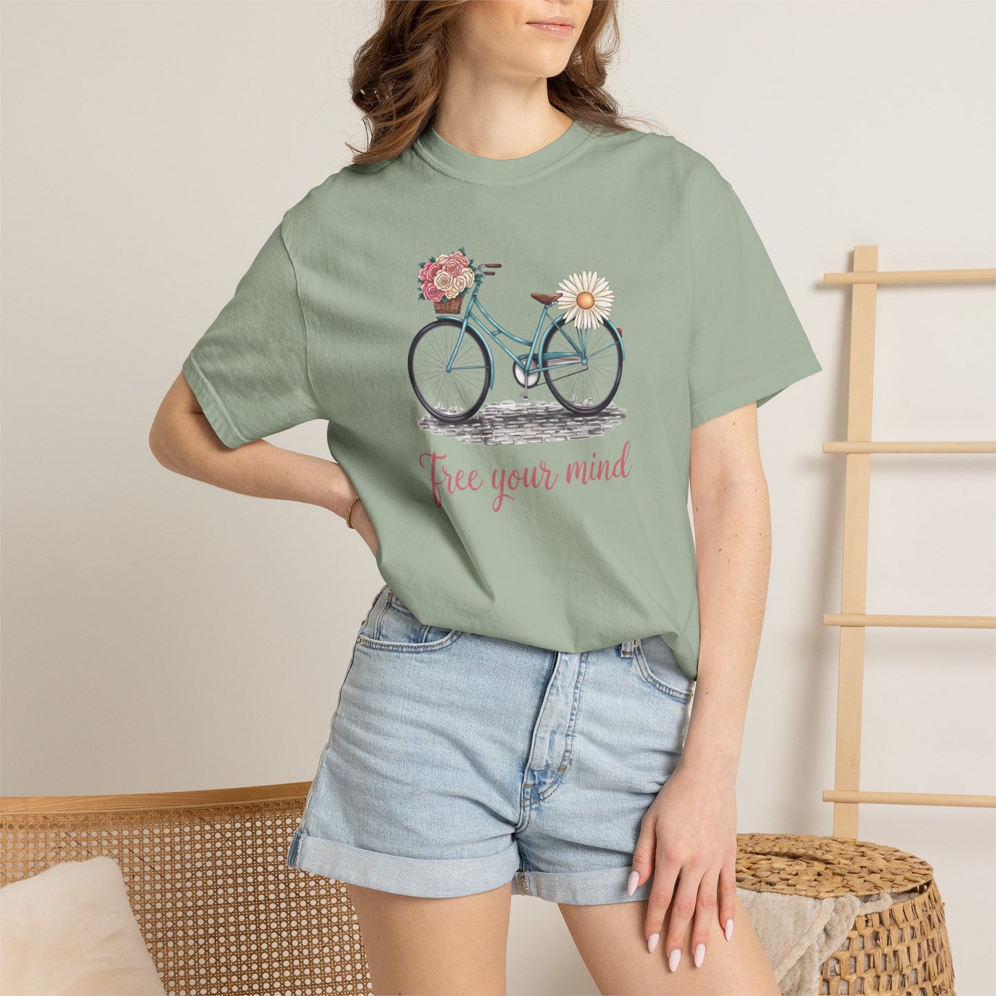 Free Your Mind Floral Bike Tee