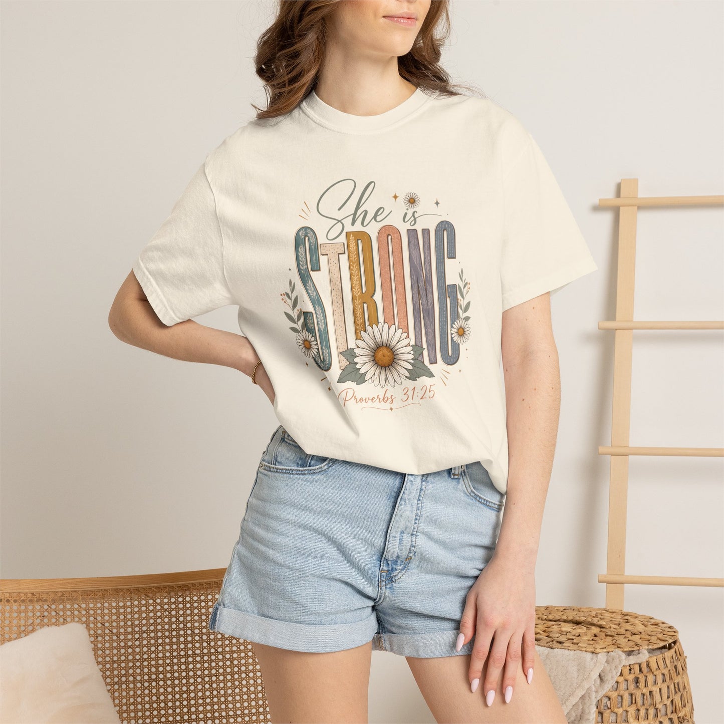 She Is Strong Floral Tee