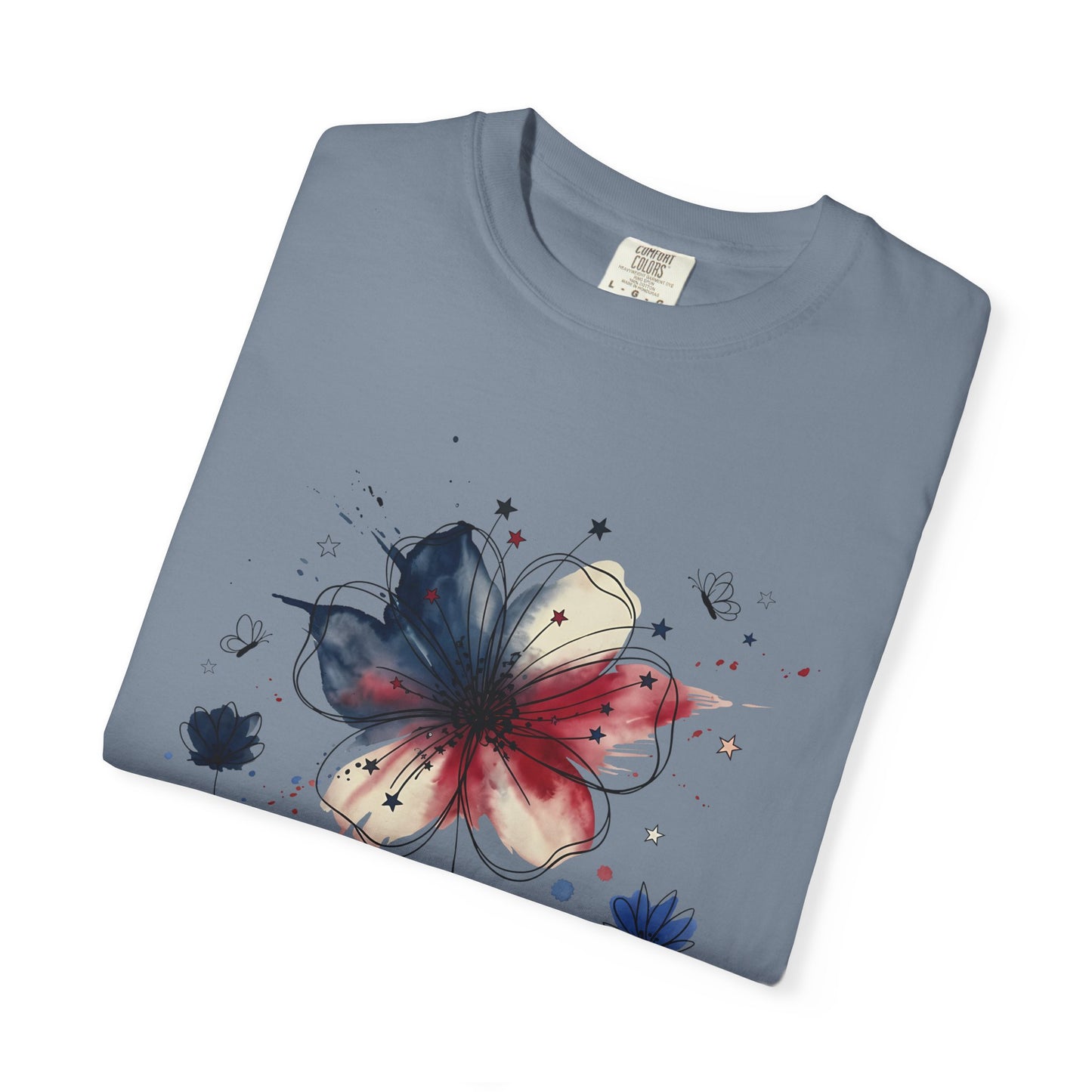 Patriotic Watercolor Flower T-Shirt — America Floral Graphic Tee