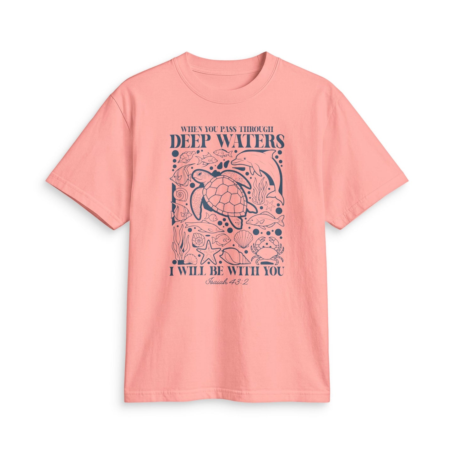 Sea Turtle Faith Tee — "When You Pass Through Deep Waters I Will Be With You" Spiritual Christian T-Shirt