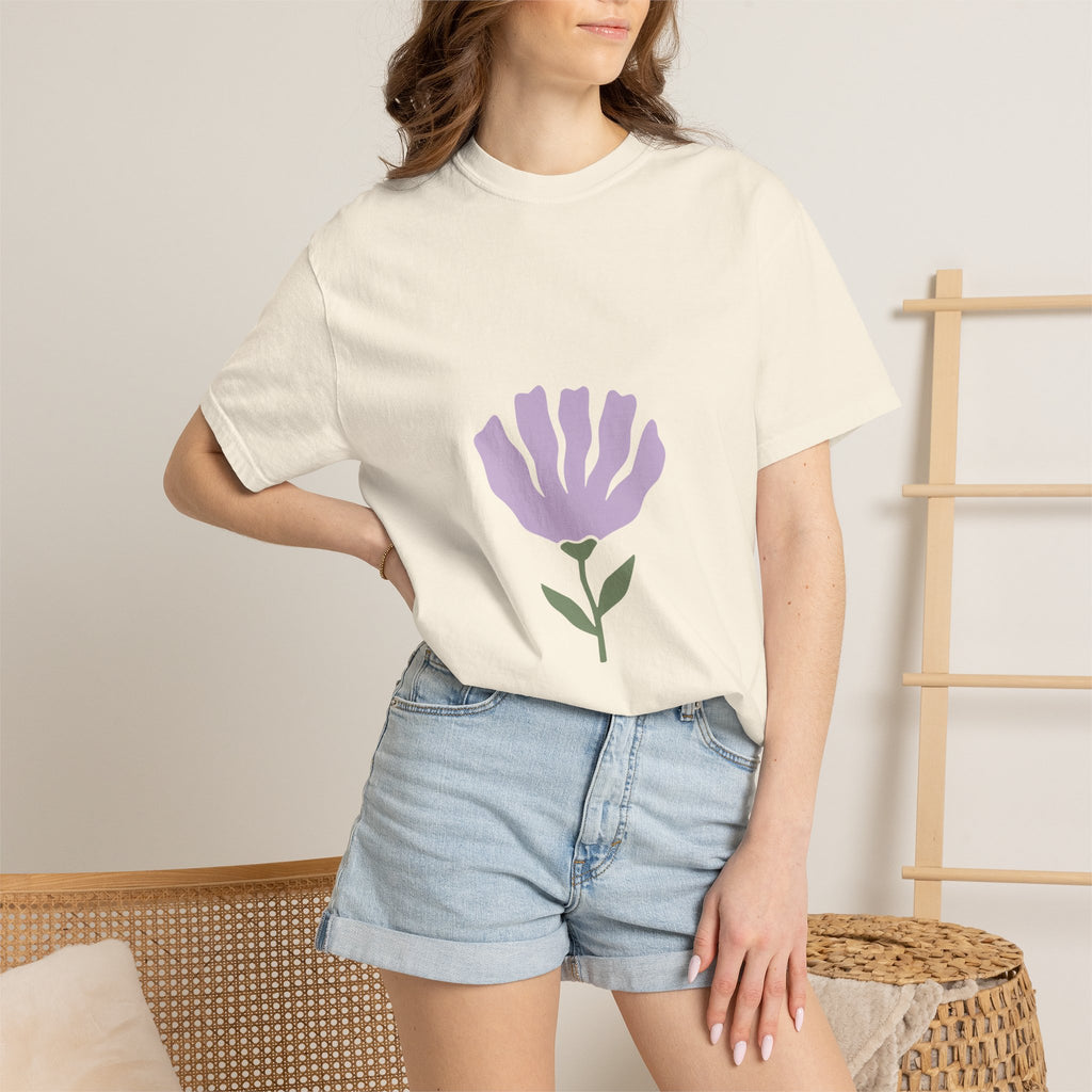 Soft Lavender Bloom Tee | Minimal Botanical Comfort Colors T-Shirt
