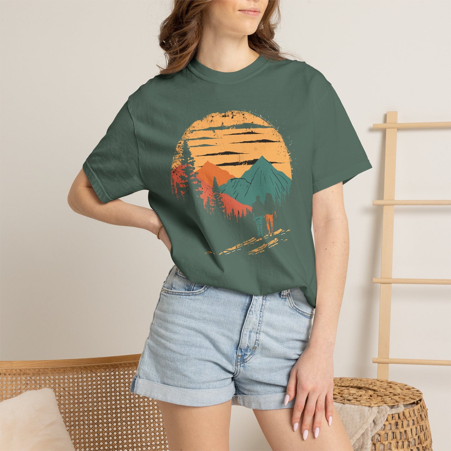 Adventure Sunset T-Shirt — Hiker Mountain Scenic Tee