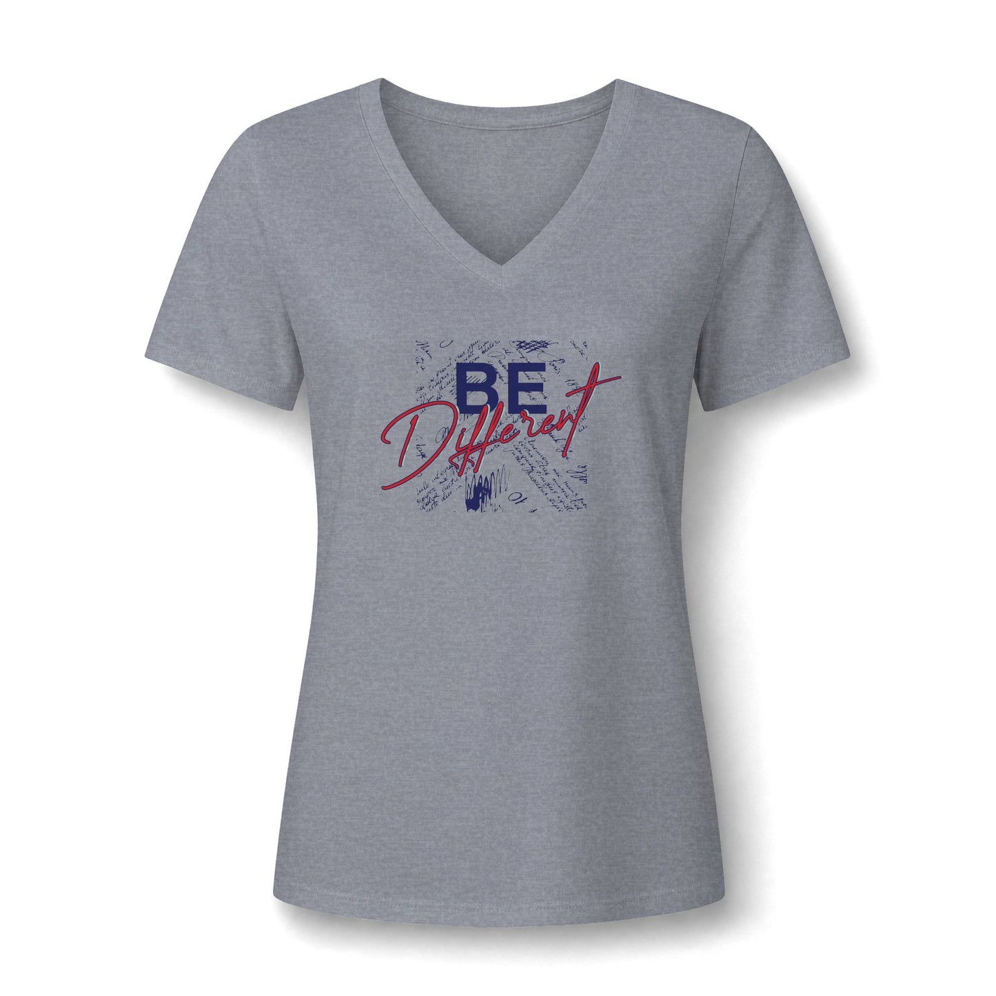 Women's V-Neck Tee — "Be Different" Graphic Casual Top