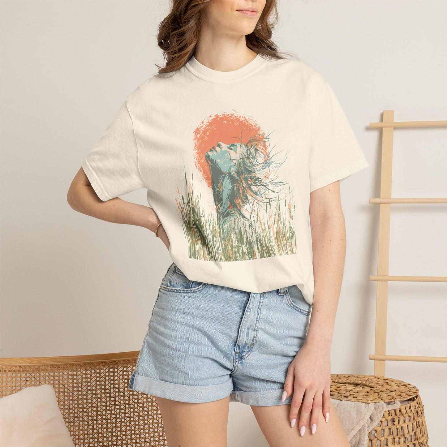 Sunset Heron T-Shirt — Coastal Bird Graphic Tee