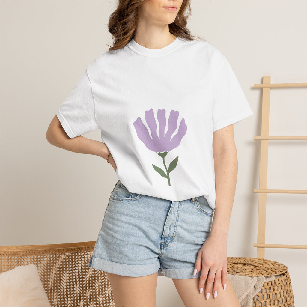 Soft Lavender Bloom Tee | Minimal Botanical Comfort Colors T-Shirt