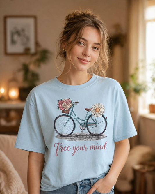 Free Your Mind Floral Bike Tee