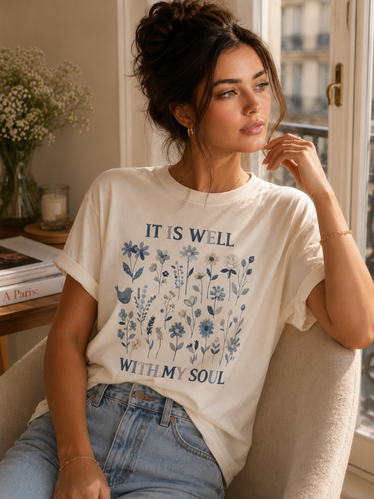 It Is Well With My Soul Floral T-Shirt